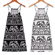 women ladies sleeveless beach dress elephant printed mini strap sundress J4U66
