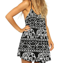women ladies sleeveless beach dress elephant printed mini strap sundress J4U66