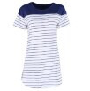 Women Mini Dress Blue Striped Pattern Sundress Party Beach Short Dress J4U66