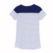 Women Mini Dress Blue Striped Pattern Sundress Party Beach Short Dress J4U66