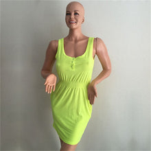 Women Party Evening Beach Slim Mini Dress Elastic Slim Waist Sleeveless Casual Dresses J4U66
