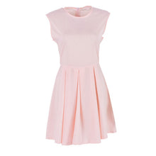 Women Pleated Chiffon Mini Dress Slim Sexy Sleeveless Casual Dresses Vestidos J4U66