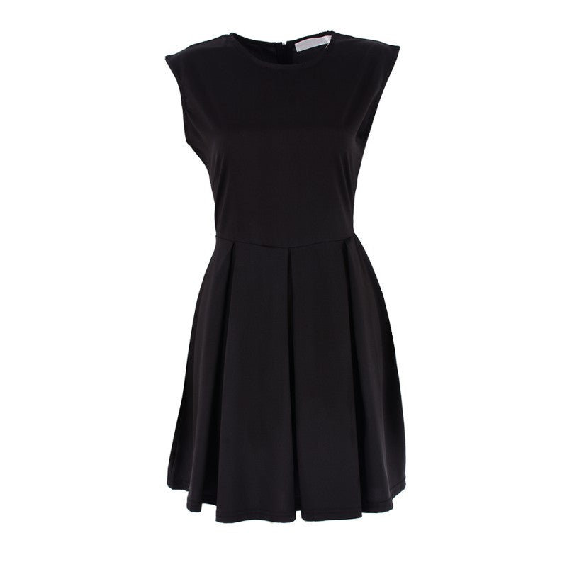 Women Pleated Chiffon Mini Dress Slim Sexy Sleeveless Casual Dresses Vestidos J4U66