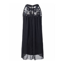 Women Sexy Lace Patchwork Chiffon Mini Sleeveless Dress Casual Loose Party Dresses Plus Size L4 J4U66