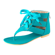 women shoes beach gladiator sandals lace up casual sandalias femininas bohemian pu leather flat heel shoes J4U66