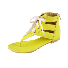 women shoes beach gladiator sandals lace up casual sandalias femininas bohemian pu leather flat heel shoes J4U66