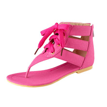 women shoes beach gladiator sandals lace up casual sandalias femininas bohemian pu leather flat heel shoes J4U66