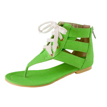 women shoes beach gladiator sandals lace up casual sandalias femininas bohemian pu leather flat heel shoes J4U66