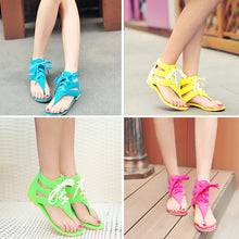 women shoes beach gladiator sandals lace up casual sandalias femininas bohemian pu leather flat heel shoes J4U66