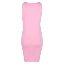 women sleeveless short mini dress split bodycon party club a line dress red pink black J4U66
