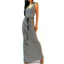 Women's V-neck Boho Long Dresses Party Beach Maxi Dress Stripe Sundress PY1 J4U66