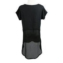 women t-shirts women tops irregular hem mesh o neck short sleeve blusas tees shirt black plus size J4U66