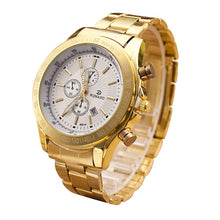 Super Gold watch Men Stainless Steel Watch Analog Quartz Movement Wrist Watches Relojes hombre  J4U66
