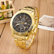 Super Gold watch Men Stainless Steel Watch Analog Quartz Movement Wrist Watches Relojes hombre  J4U66