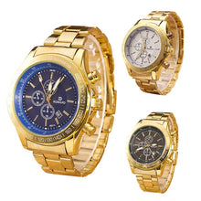Super Gold watch Men Stainless Steel Watch Analog Quartz Movement Wrist Watches Relojes hombre  J4U66