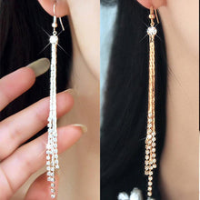Super Long Dangle Earrings Cocktail Party Wedding Linear EarringsWomen's Chic Rhinestone Tassels Earings J4U66