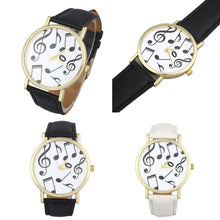 SuperbCasual Musical Notes Women Men Leather Band Analog Quartz Dial Wrist Watch J4U66