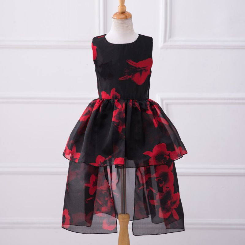 Sweet Flower O Neck Collar Sleeveless Floral Color Infant Baby Girls Dress 3-8Y Toddler Girls Birthday Party Dress PY2 J4U66