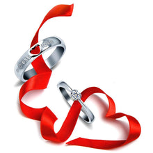 Sweet Heart Wedding Rings Jewelry Silver Plated Rhinestone Couple Rings for Men Women Endless Love Heart Shape Rings J4U66