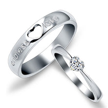 Sweet Heart Wedding Rings Jewelry Silver Plated Rhinestone Couple Rings for Men Women Endless Love Heart Shape Rings J4U66