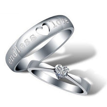 Sweet Heart Wedding Rings Jewelry Silver Plated Rhinestone Couple Rings for Men Women Endless Love Heart Shape Rings J4U66