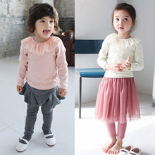sweet kids baby girls clothes white pink long sleeve ruffled lace cotton blouse solid t-shirts clothing J4U66