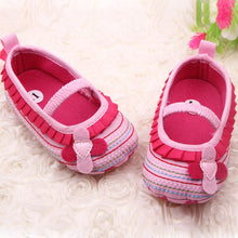 Sweet born Baby Girls Flower Ruffled Shoes Toddler Soft Bottom Kids Crib 0-12M First WalkersJFY66