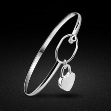 Sweet Peach Heart Bracelets Jewelry charms bracelets & bangles Women Silver Plated jewelry J4U66