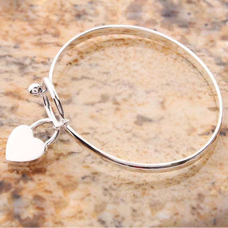 Sweet Peach Heart Bracelets Jewelry charms bracelets & bangles Women Silver Plated jewelry J4U66