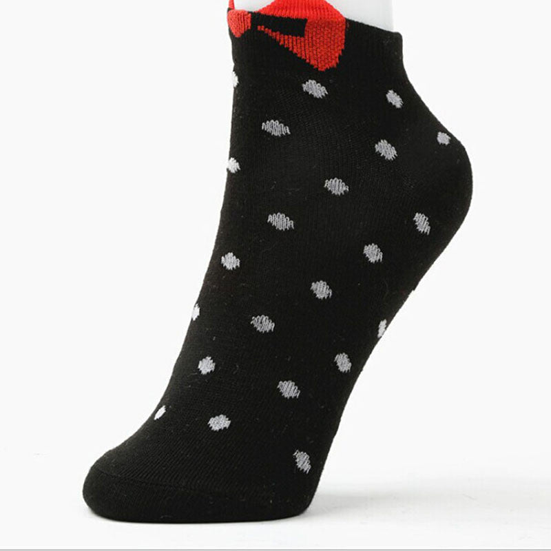 Sweet Women Girls Cute Soft Warm Cotton Polka Dots Bow Short Low Ankle Socks PY3 J4U66