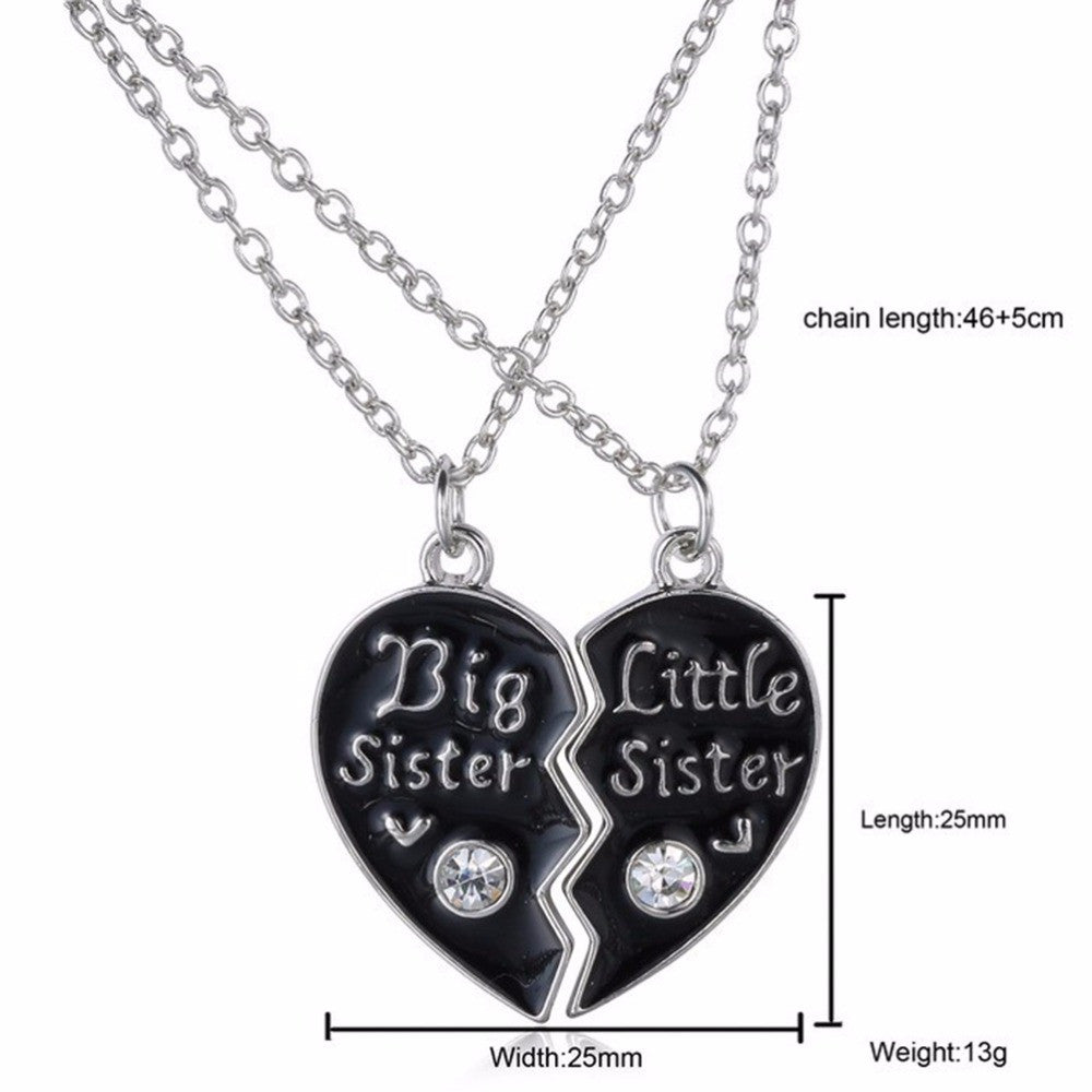 Sweet family jewelry-BFF Cute broken heart style big sister middle sister little sister best sister pendant necklace J4U66