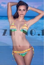 swimsuit style vintage print bikini sets sexy backless bandage push up bikini set printing flower women bikini J4U66