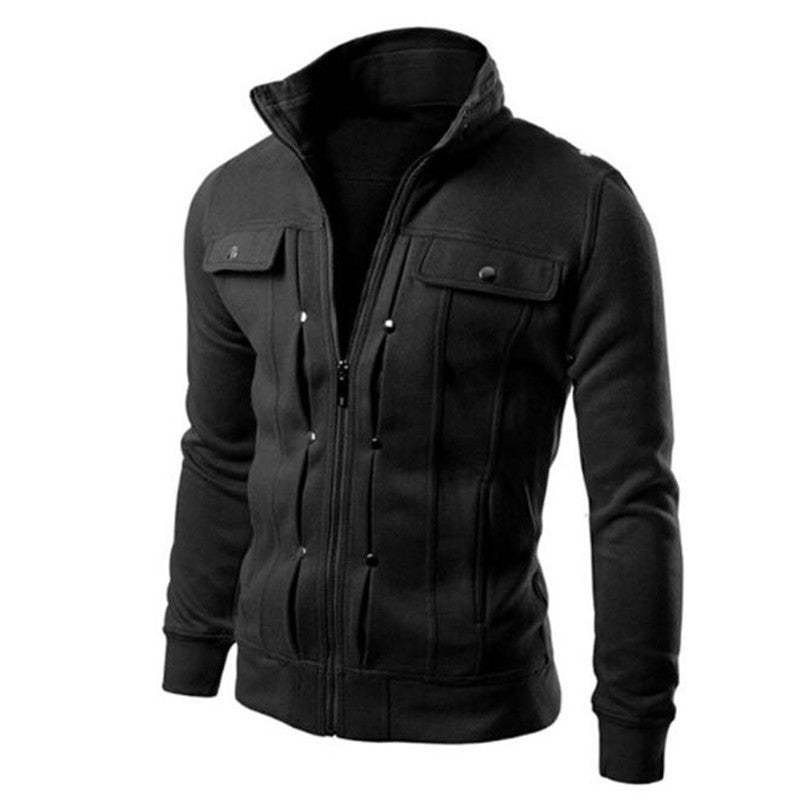 TOP Fashion & Jacket Mens Slim Designed Lapel Cardigan Coat Jacket Stand Collar Quality Padded For Men Overcoat J4U66