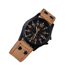 Military Amy Sport Outdoor Genuine Leather Cavas Belt Calendar Dress Quartz Wristwatches Watch 4 Colors for Men J4U66