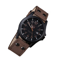 Military Amy Sport Outdoor Genuine Leather Cavas Belt Calendar Dress Quartz Wristwatches Watch 4 Colors for Men J4U66