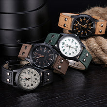 Military Amy Sport Outdoor Genuine Leather Cavas Belt Calendar Dress Quartz Wristwatches Watch 4 Colors for Men J4U66