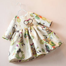 2 years infant baby girls dress half sleeve owl pattern high waist dresses J4U66