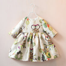 2 years infant baby girls dress half sleeve owl pattern high waist dresses J4U66