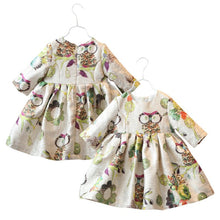 2 years infant baby girls dress half sleeve owl pattern high waist dresses J4U66