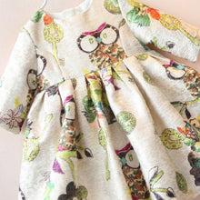 2 years infant baby girls dress half sleeve owl pattern high waist dresses J4U66