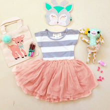 Toddler Baby 2-10Y Girls Short Sleeve Striped Tops Pleated Mini Dress Princess Dresses J4U66