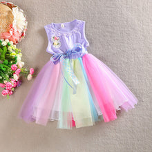 kids girls rainbow dress princess one piece gauze dress tutu dress J4U66