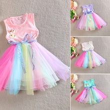 Toddler Kids Girls Rainbow Dress Princess One Piece Gauze Dress Tutu Dress 1-5T PY1 J4U66
