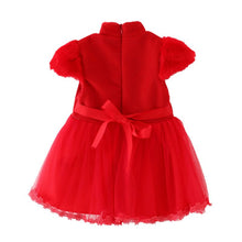 Toddler Kids Girls Short Sleeve Flowers Print Red Ball Gown Party Tang Suit Prom Dress J4U66