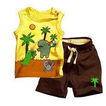 Toddlers Baby Boy's Outfits Bodysuits Clothes Set Coconut Tree Pattern Sleeveless Clothing Tops+Pants J4U66