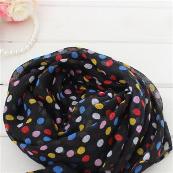 Toddlers Kids Girls Scarf Voile Dots Scarves Shawls Wrap Candy Neckerchief J4U66