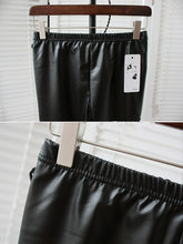 womens pu leather skinny stretch leggings material patchwork casual pants women J4U66