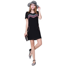 chiffon women dress plus size ribbon elegant party dress short sleeves o neck loose straight offce dress vestido J4U66