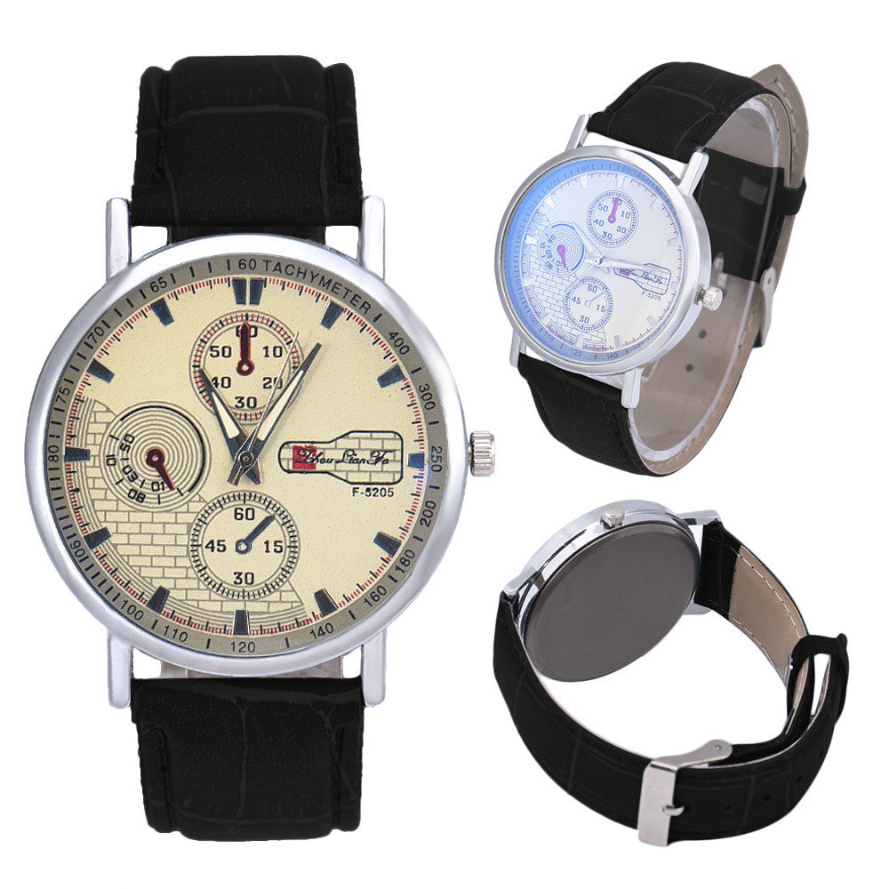 Retro Men's Leather Band Sport Analog Quartz Watch Simple Business Military Wristwatches Classics Dress Watches OC8 J4U66