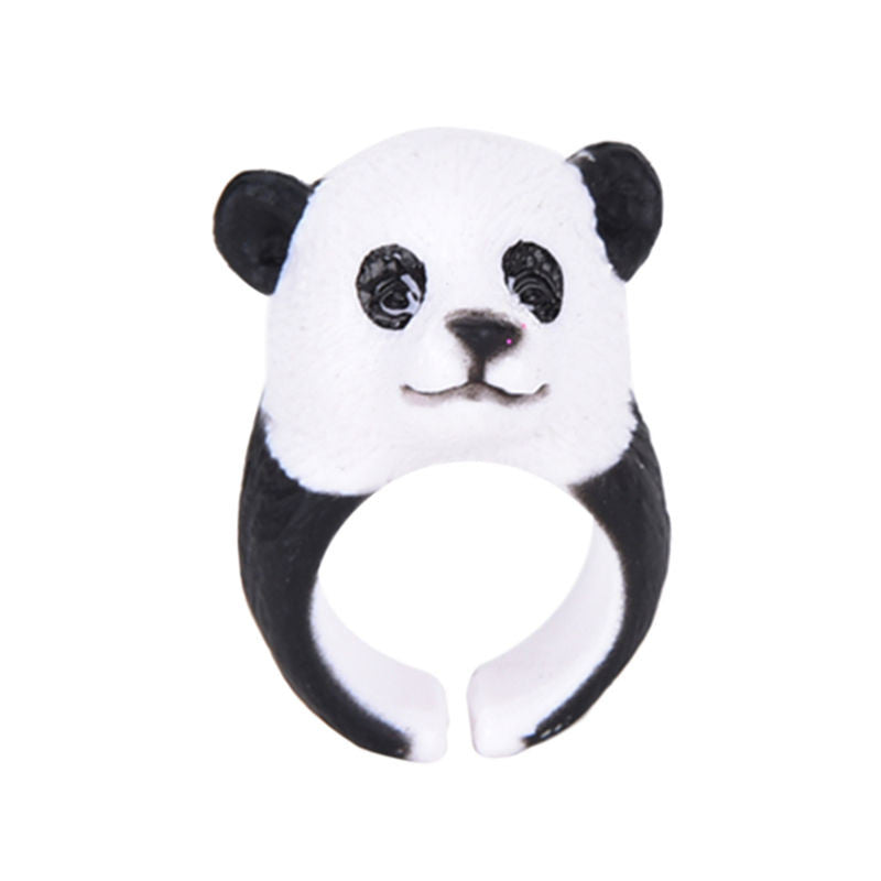 Trency Women 3D Animal Ring Hedgehog Ring Panda Dog Rings for Women Tiger Lizard Bear Parrot Funny Lady Animal Wedding Bend Ring J4U66